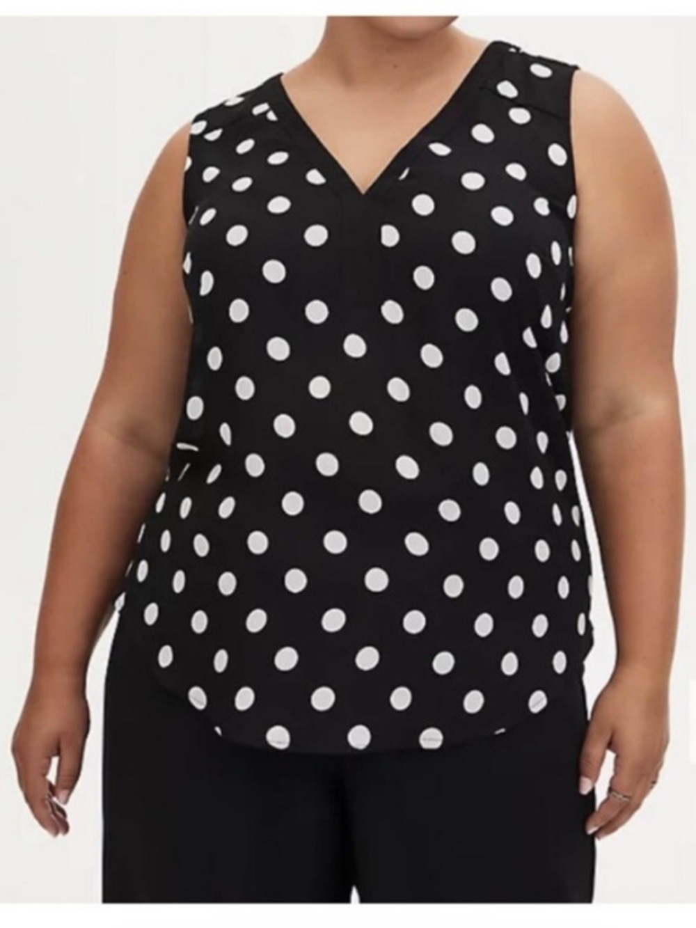 Torrid Georgette Tank Sleeveless Blouse Polka Dot Black White Size Large 0